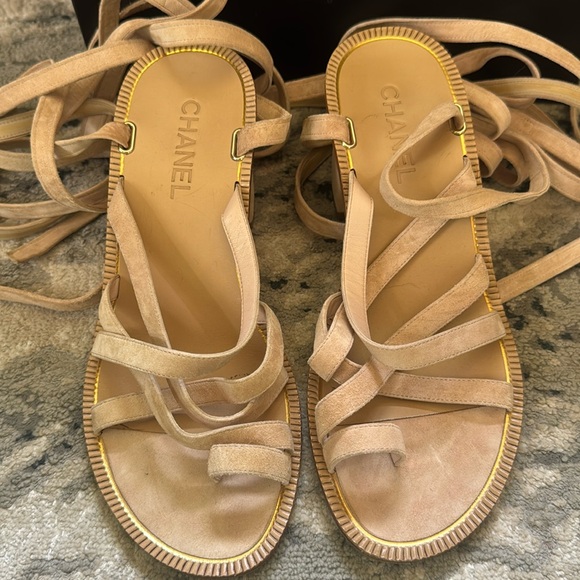 Authentic Chanel Suede Calfskin sandals - Picture 1 of 14
